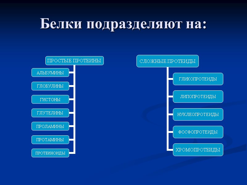 Белки подразделяют на: